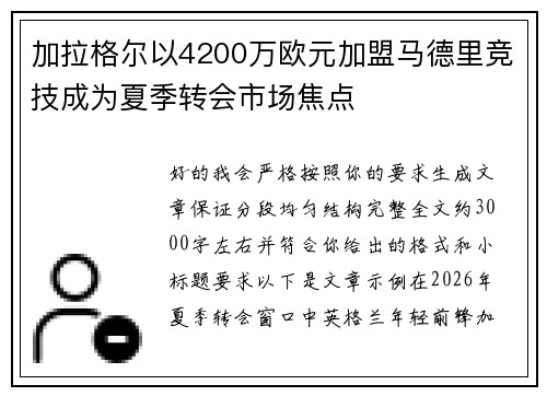 加拉格尔以4200万欧元加盟马德里竞技成为夏季转会市场焦点